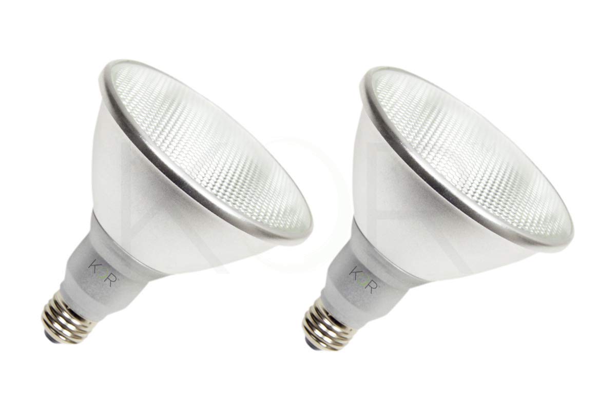 KOR K21471 PAR38 LED Flood Bulbs, 100W Equivalent, Dimmable, 3000K, 2 Pack
