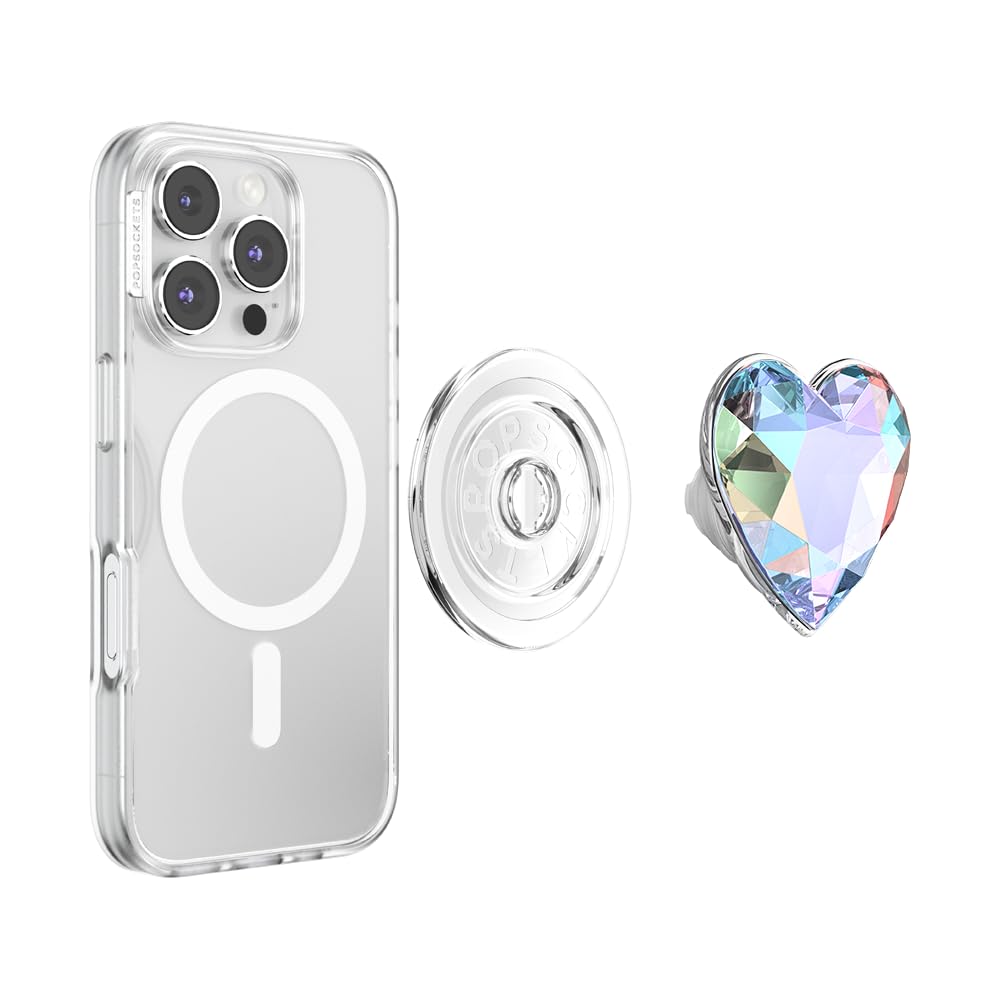 PopSockets Phone Grip for MagSafe, Magnetic Holder, Phone Stand, Heart - Dichroic Heart