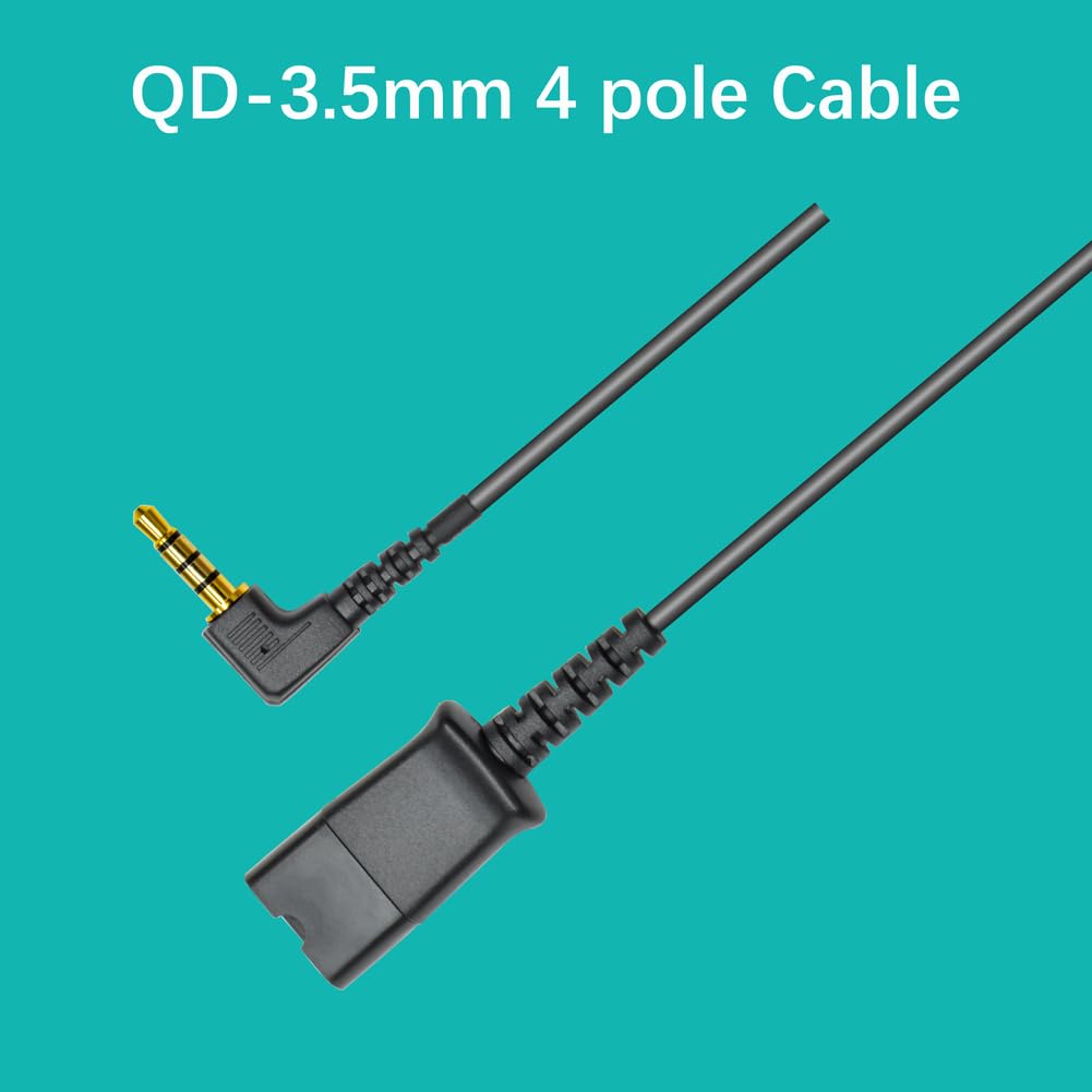 3.5mm Headset Adapter Cable Compatible with Plantronics QD for Android Cell Phone Smartphone Tablet Mac Laptop & Other Smart Devices with Single…