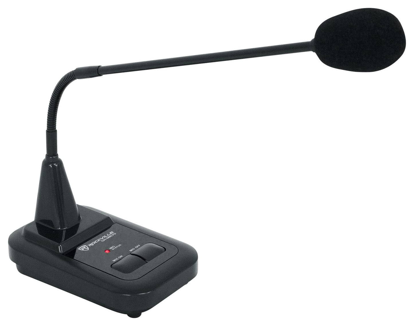 Rockville CH-MIC70 Push-to-Talk Condenser Gooseneck Paging Microphone, Built-in Chimes, Flexible Stand, for Commercial Announcements