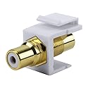 Construct Pro RCA to RCA Keystone Jack Insert, White, 0 inches, Male-to-Female, 3 Pins, Indoor, 1 Count, Home entertainment systems, Custom
