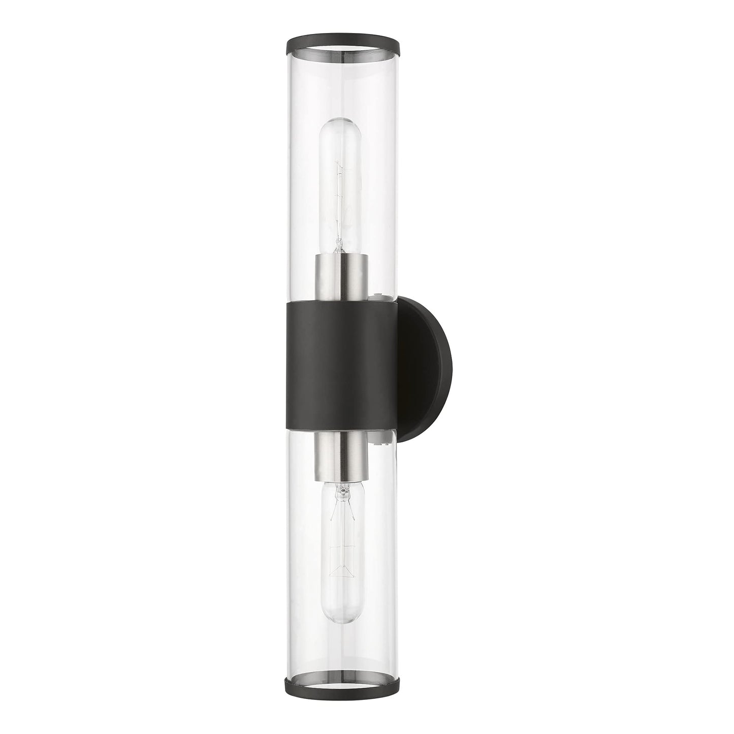 Livex Lighting 17282-04 Banca Collection 2 Light ADA Vanity Sconce, Black with Brushed Nickel Accent