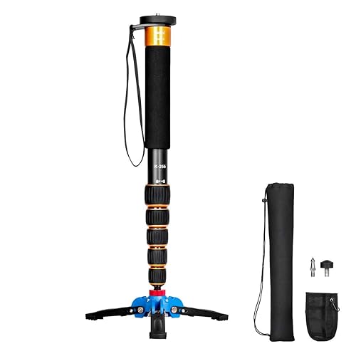 Koolehaoda Lightweight Portable 63-inches Camera Aluminium Monopod with Folding Three Feet Support Stand. 6-Section Leg, Leg max Diameter: ?28MM