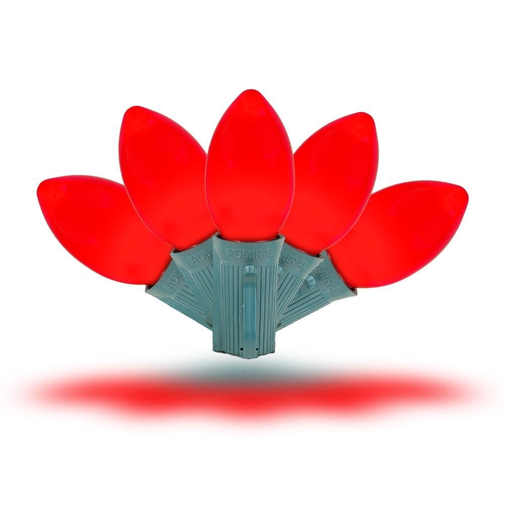 Novelty Lights 25 Pack C9 Ceramic Style LED Christmas Lights, Opaque Red