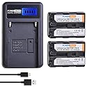 PowerTrust 2 Pack NP-FM50 Batteries and LCD USB Charger for Sony NP-FM51, NP-FM30,CCD-TRV126 CCD-TRV128 CCD-TRV138 and Sony M Type NP-FM50 Equivalent