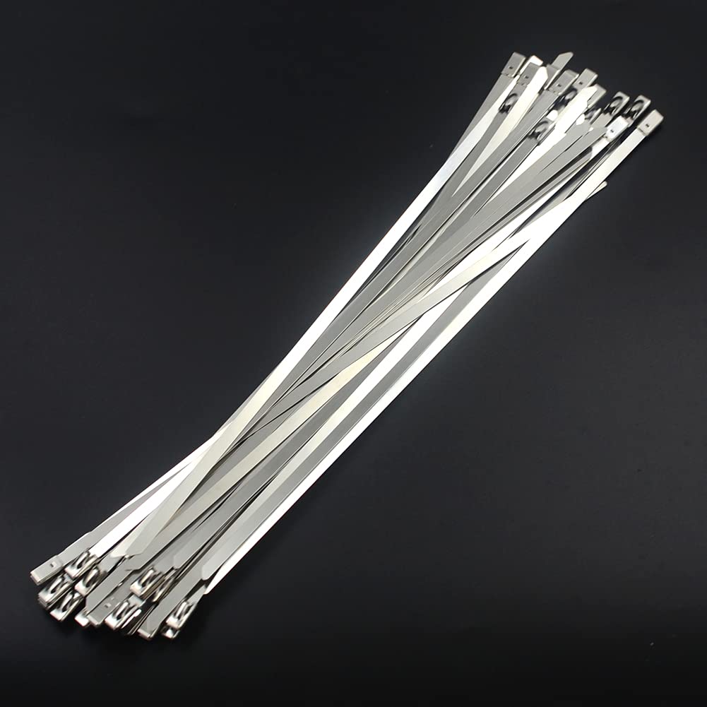 DGOL 110 packs 3 Sizes 304 Stainless Steel Cable Ties Wrap 5.9, 9.9, 11.8 inch Heavy Duty Self Locking Metal Zip Fence Repair Tie Clamps Kit
