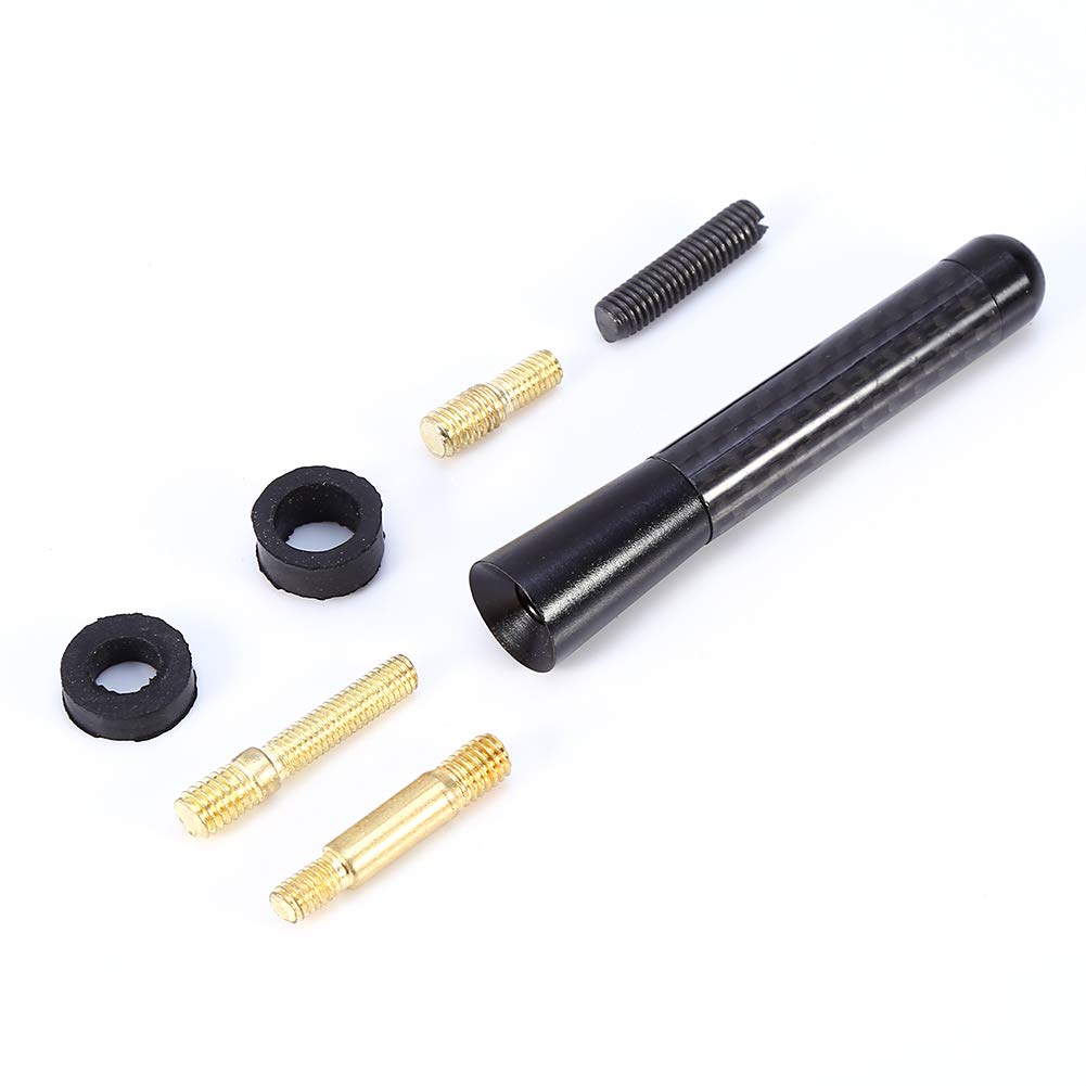 Keenso 80mm/120mm Black Carbon Fiber Screw Aluminum Car Short Radio Antenna Set Universal Aluminum Receiving Antenna Auto Accessories Antennas