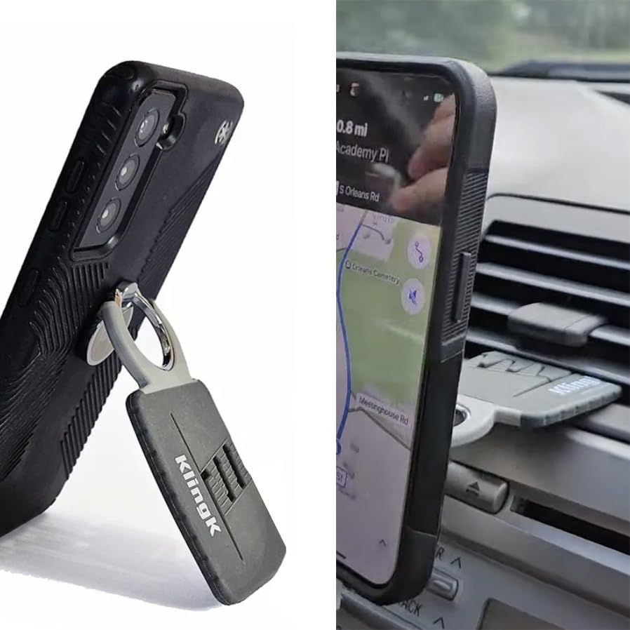 KlingK KLAW™ Car Vent Phone Mount - No-Damage, Secure Slip-in Design (No Installation Needed) + Adjustable Desk Phone Stand