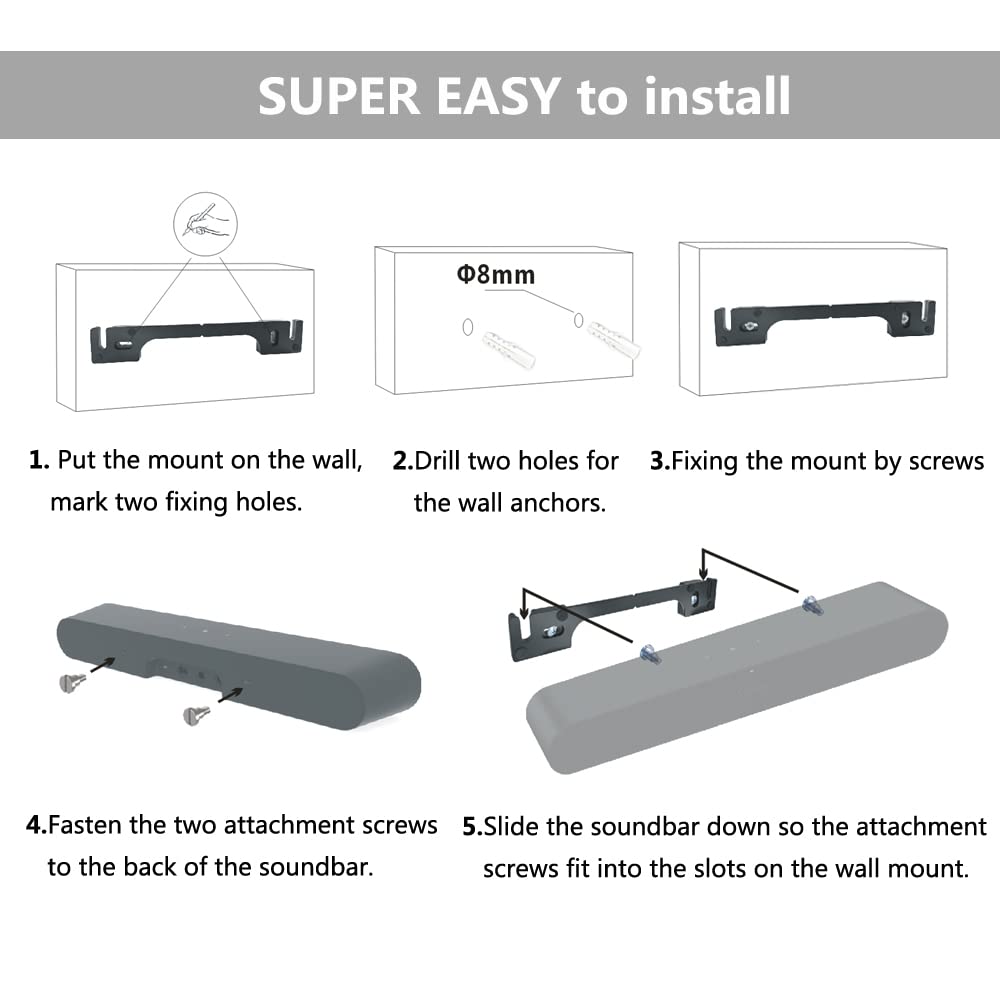 EMAQUIN Wall Mount Bracket for SONOS RAY Soundbar(Random Colour)