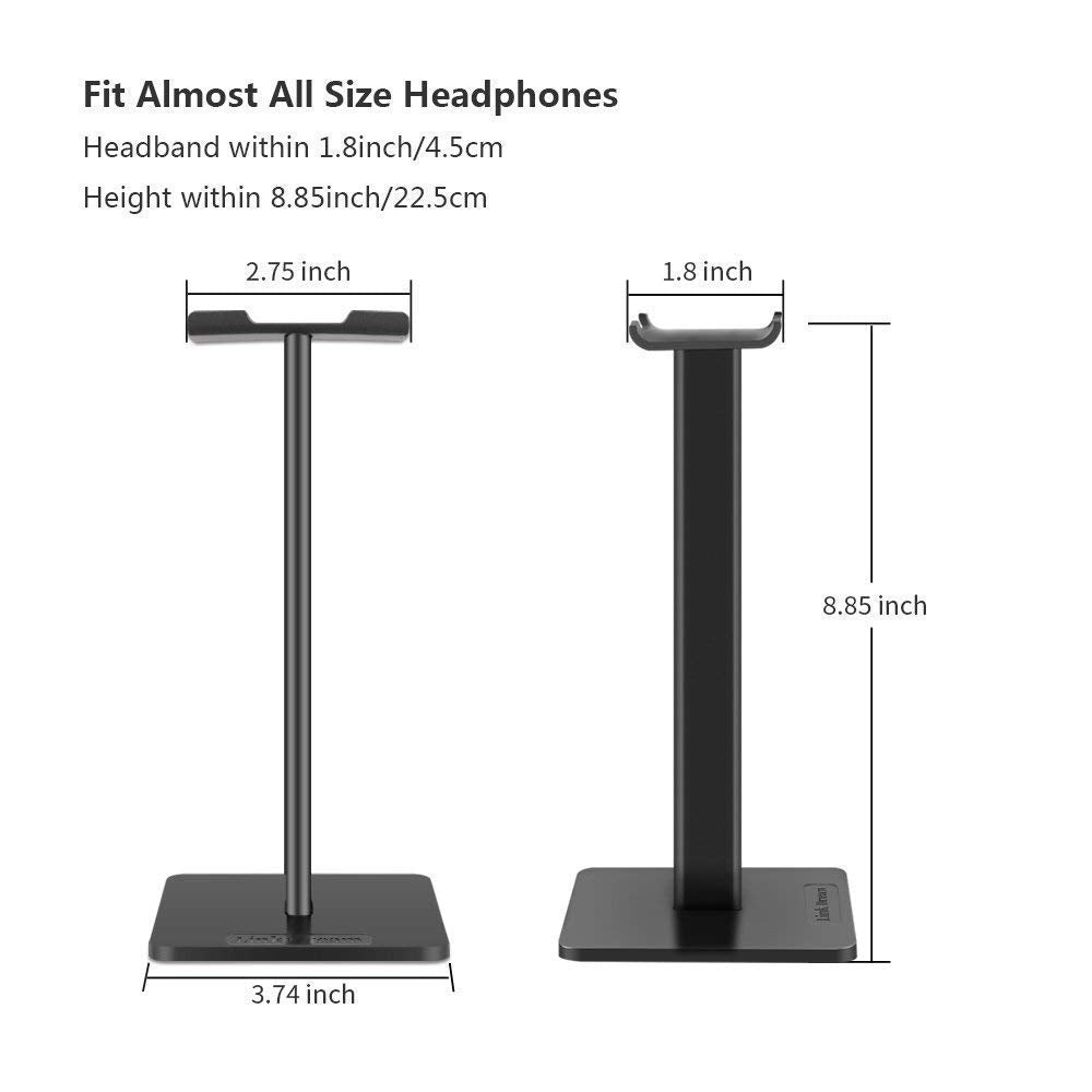 Headphone Stand Headset Holder- Gaming Headset Holder with Aluminum Supporting Bar Flexible Headrest Anti-Slip Earphone Stand for All Headphones…
