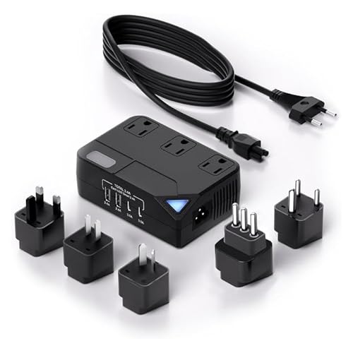 250W Conversion Plug, International Travel Converter with 2 USB and 2 USB-C Ports, lowering 220V to 110V for 100V-240V Areas and Different Countries…
