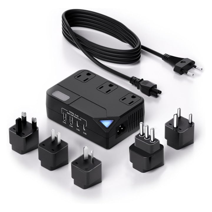 250W Conversion Plug, International Travel Converter with 2 USB and 2 USB-C Ports, lowering 220V to 110V for 100V-240V Areas and Different Countries…