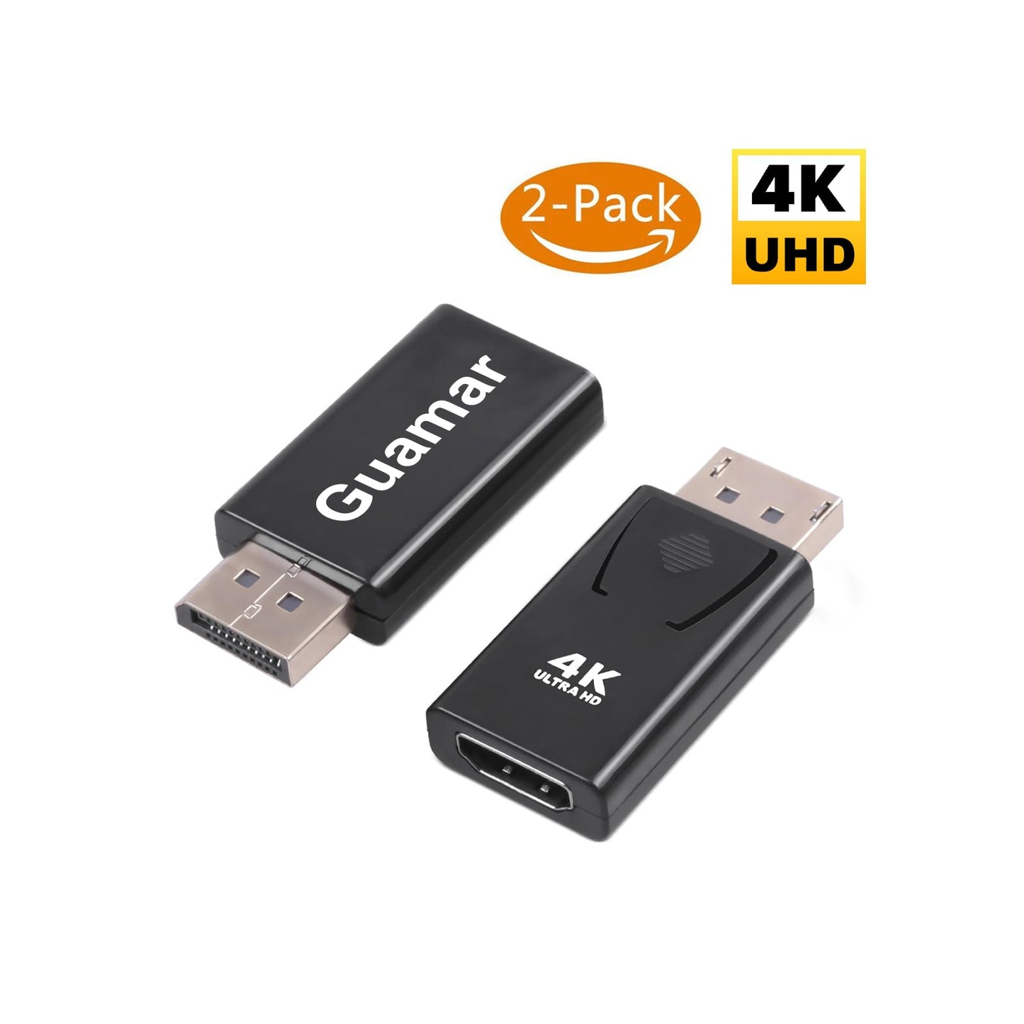 Guamar 4K DisplayPort to HDMI Adapter: 2-Pack Display Port to HDMI (Monitor) Converter - DP Male to Female Connector Gold-Plated for HP Laptop, PC