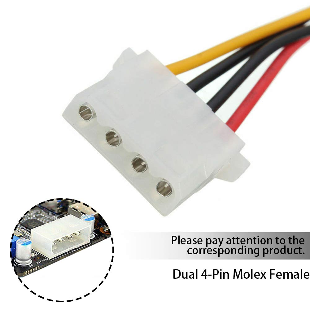 Blacell 6" SATA 15-Pin Male to Dual 4-Pin Molex Female Y Splitter, 308977