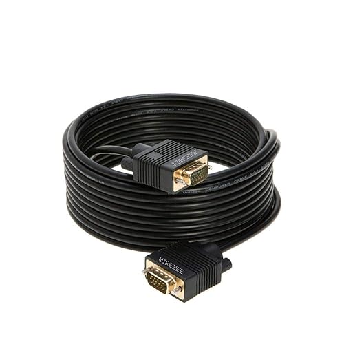 VGA Cable SVGA Super Video Cord Male 15 PIN Wire Monitor 3ft, 6ft,10ft, 15ft, 25ft, 30ft, 50ft, 100ft (15FT)