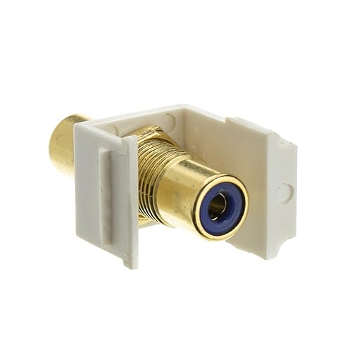 Gold Plated RCA Female to RCA Female, Blue RCA Coupler Adapter with White Keystone Insert, Blue RCA Jack Connector for Audio/Video, CableWholesale