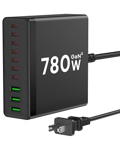USB C Charger Block, 780W 10 Port Charging Station USB Charger Block Double 120W Gan Laptop Fast Charging Compatible with MacBook Air/Pro, iPhone