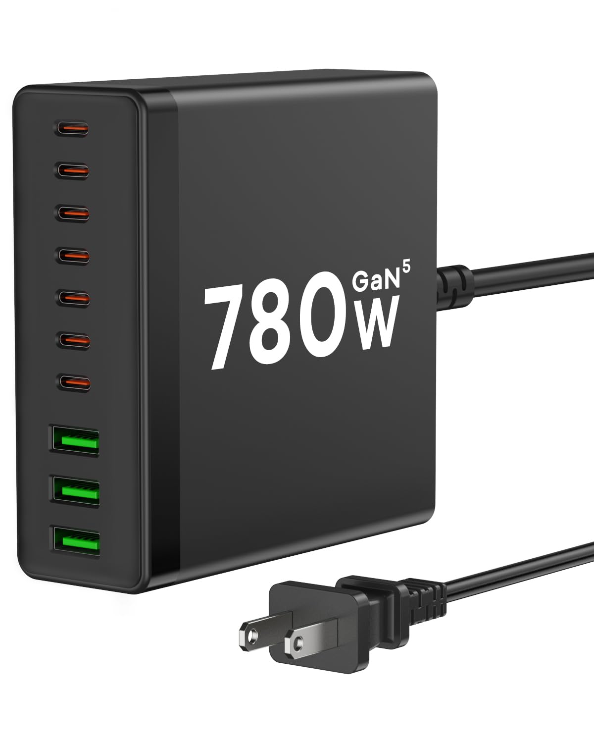 USB C Charger Block, 780W 10 Port Charging Station USB Charger Block Double 120W Gan Laptop Fast Charging Compatible with MacBook Air/Pro, iPhone