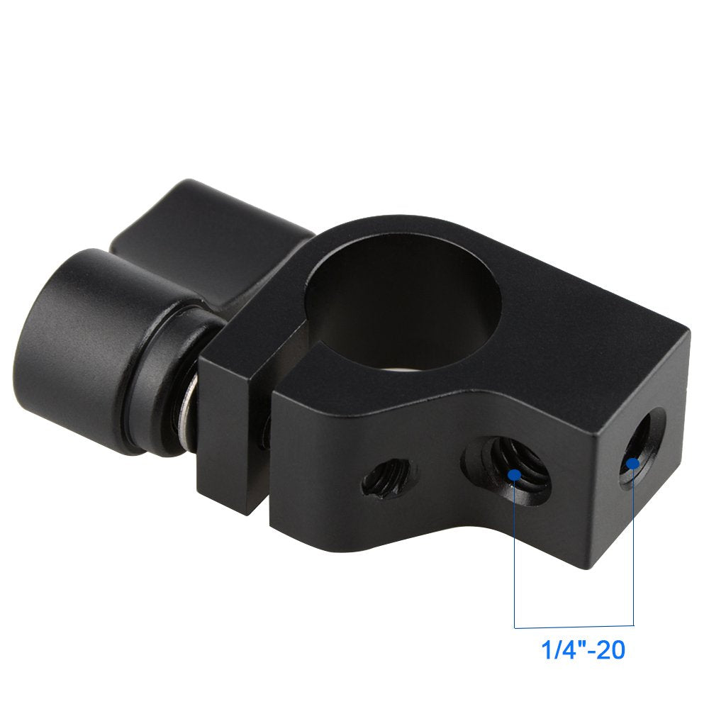 CAMVATE 15mm Single Rod Clamp with Two 1/4"-20 Screw Hole for Camera DSLR Rail System(Black) - 1440