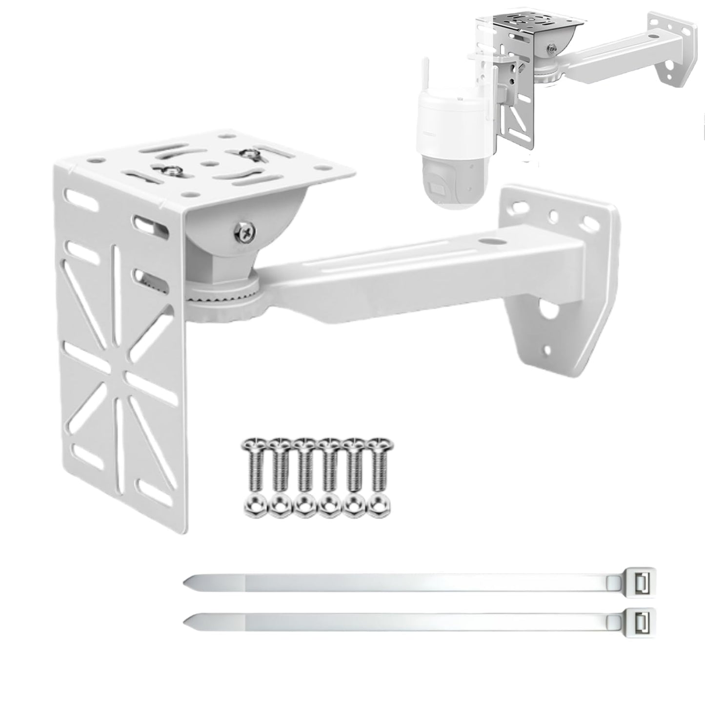 GledeYeTec CCTV Security Wall Mount Bracket with Duckbill & L-Shaped Adapter for Dome Cameras & Solar Panels, Includes 2 Extra 30cm Cable Ties