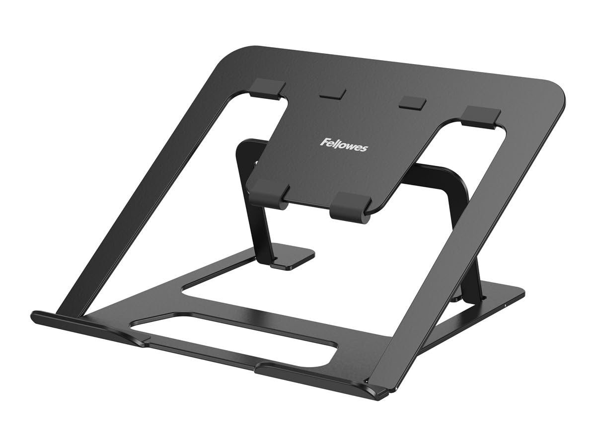 Fellowes Alumia™ Portable Laptop Stand - Black - Height and Angle Adjustable Laptop Riser, Ergonomic and Foldable Aluminium Design for Home, Office or