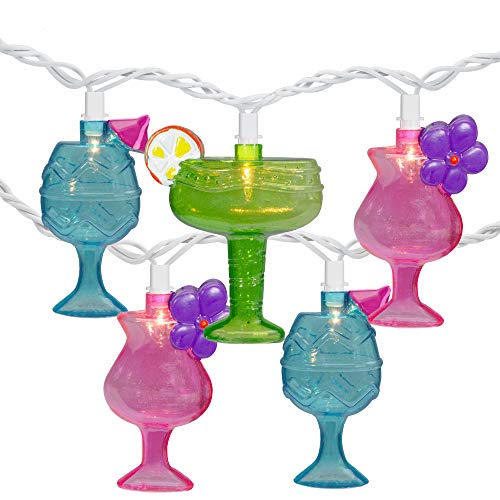Northlight Cocktail Glasses Patio Light Set - Multi-Color - 7.25' White Wire - 10ct