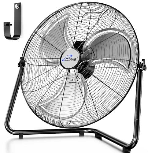 iLIVING 20 Inch Heavy Duty Floor & Wall Mount Fan - 5750 CFM High Velocity, 120-Watt, 3-Speed, Industrial Cooling for Garage, Workshop, Office, Home