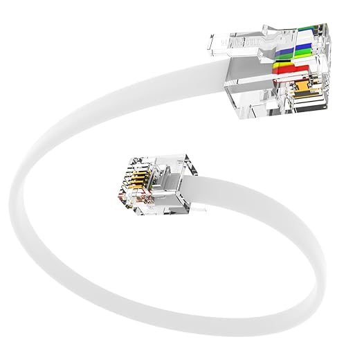 RetailAndBulk (3 Pack) 6 Inch Short Telephone Cable RJ11 Male to Male, 6P4C Phone Line Cord (6 Inches, White)
