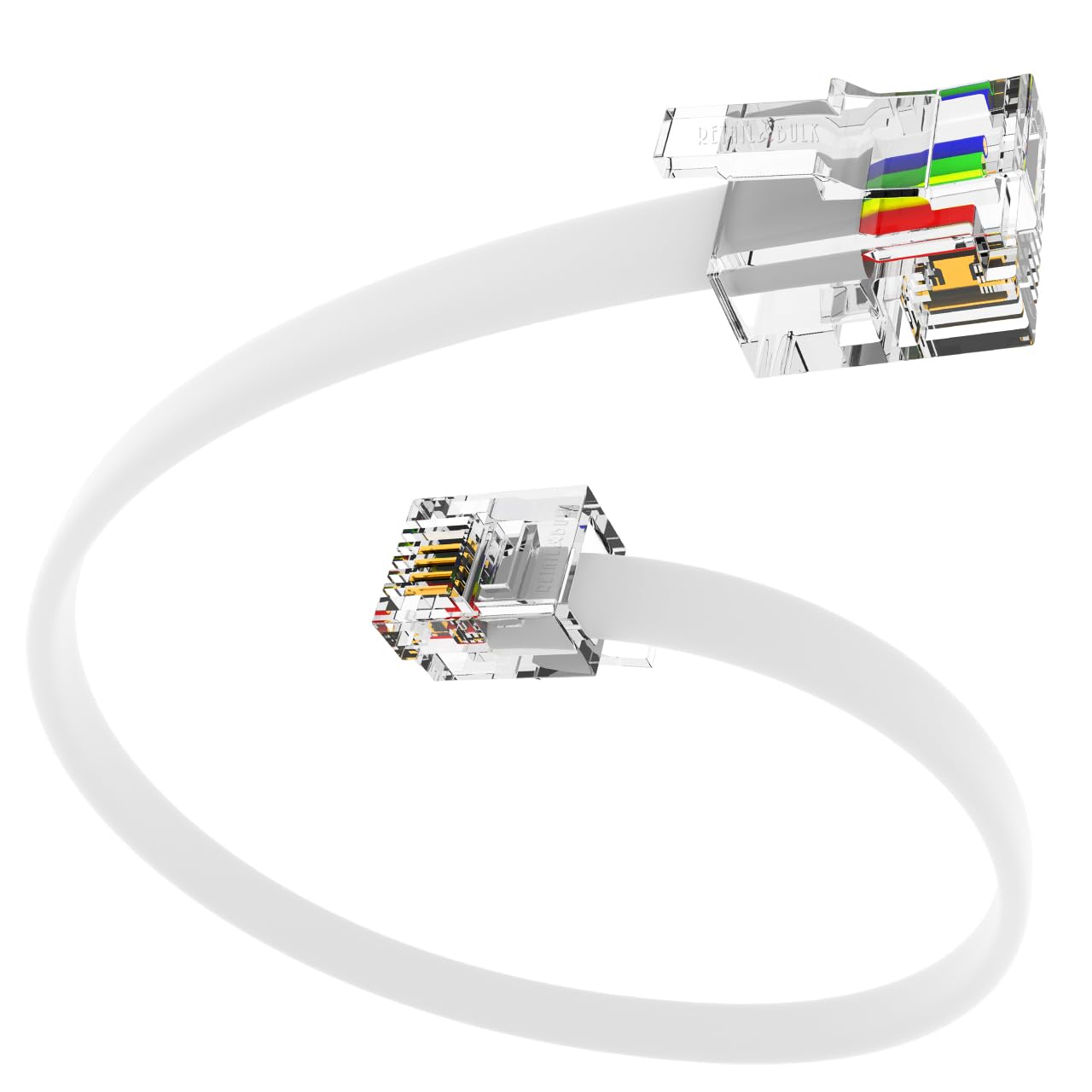 RetailAndBulk (3 Pack) 6 Inch Short Telephone Cable RJ11 Male to Male, 6P4C Phone Line Cord (6 Inches, White)