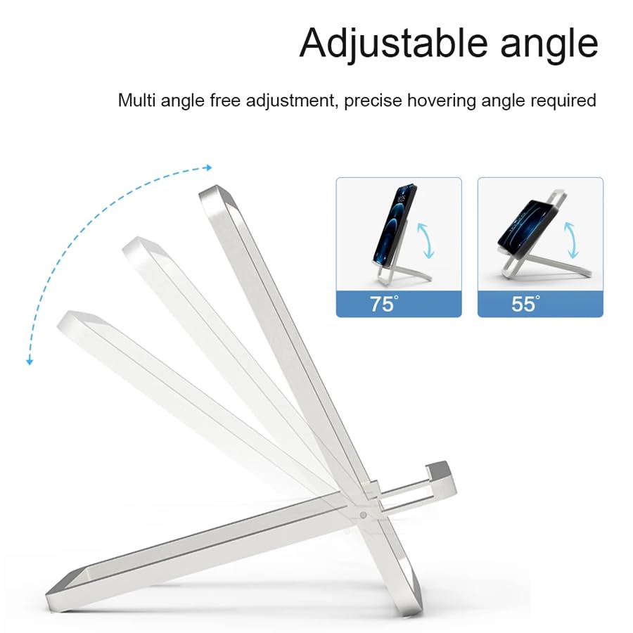 ARFUKA Minimalist Metal Phone Stand, Portable Desktop Cell Phone Holder, Universal Slim Phone Dock with Convenient Charging Port for All Mobile Phones