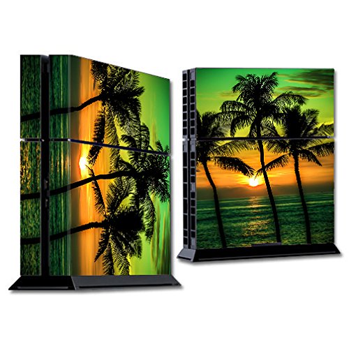 Skin Decal Vinyl Wrap for PS4 Sony Playstation Console (skins only) / Sunset Palm Trees Ocean