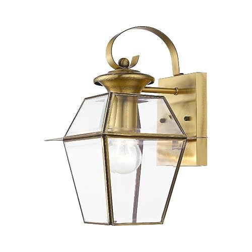 Livex Lighting 2181-01 Westover 1-Light Outdoor Wall Lantern, Antique Brass