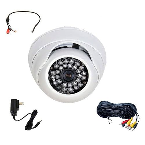 VideoSecu Outdoor 700TVL Built-in 1/3'' Effio Color CCD Infrared Dome Security Camera High Resolution Vandal Proof Day Night for Home CCTV DVR