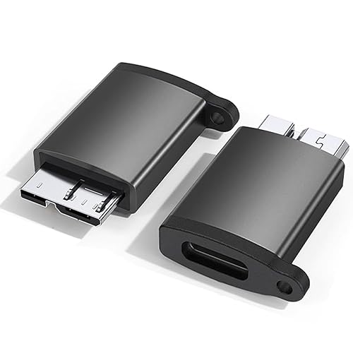 USB C to Micro B Adapter, USB 3.0 Micro B Male to USB C Female External Hard Drive Cable Adapter Compatible with Seagate, LaCie, Toshiba, Samsung…
