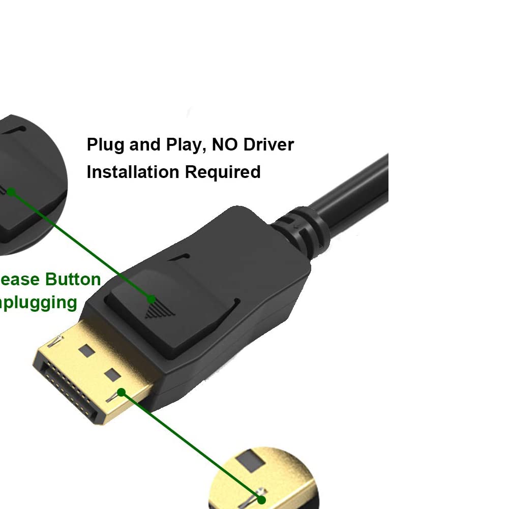 UKYEE Displayport to DVI Cable 6ft 10-Pack, Display Port (DP) to DVI Adapter Cord Male to Male Compatible