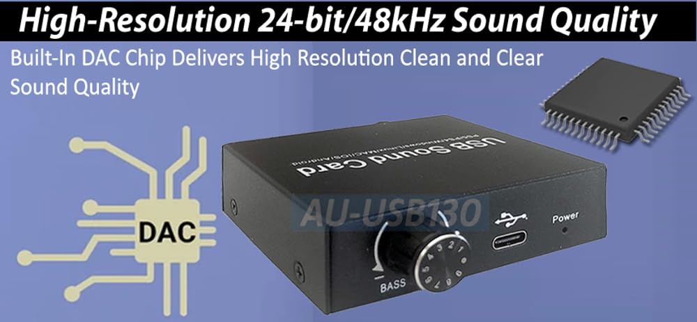 Premium USB Sound Card with Volume Bass Control for PC PS4 PS5 Android OS