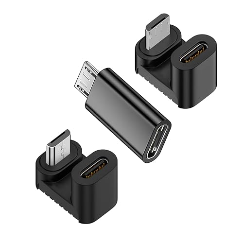 ZJKJHJY 360Degree Angled Type USB-C USB2.0 Type C Female to Micro USB Male Power Data Adapter,3 Pack