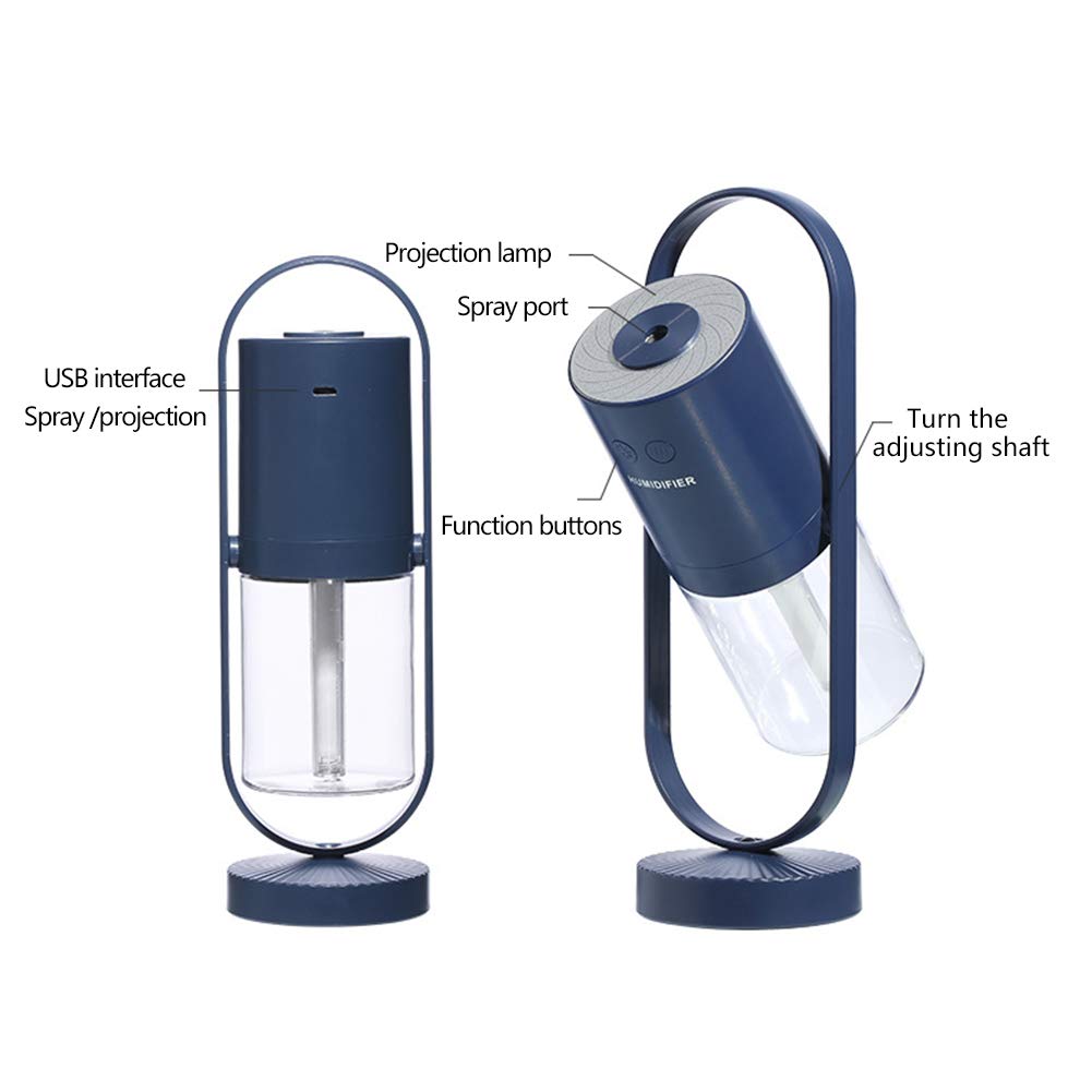 Acrodi Mini USB Portable Air Purification Sprayer Lantern Humidifier for Car, Travel, Office, Baby Bedroom with Night Light, Dark blue