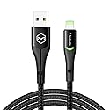 Anti Bending Cable, Mcdodo 2 LED Switching Cord Nylon Braided Sync Charge USB Data 6FT/1.8M Cable Compatible New Phone List Below (6FT/1.8M, Black)