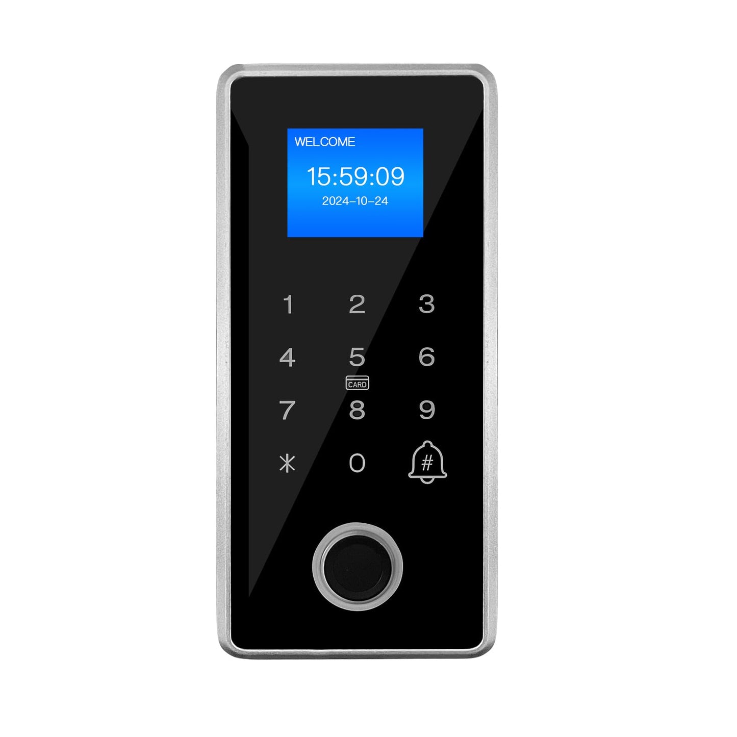 Waterproof Electric Magnetic Fingerprint Door Access Control Kit - 1200 lb Holding Force, RFID Keypad/Reader, 5 ID Cards, 110V Power Supply & Metal