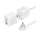 TROND Travel Power Strip with Detachable USB C Ports Fast Charge GaN III PD35W, 5ft Flat Plug Extension Cord with Multiple Outlets, for Home Hotel