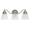 Simple Designs VT1023-BSN 19.25" Classic 3 Light Winding Metal and Frosted Marble White Bell Shape Glass Shades Decorative Wall Mounted Vanity Fixture