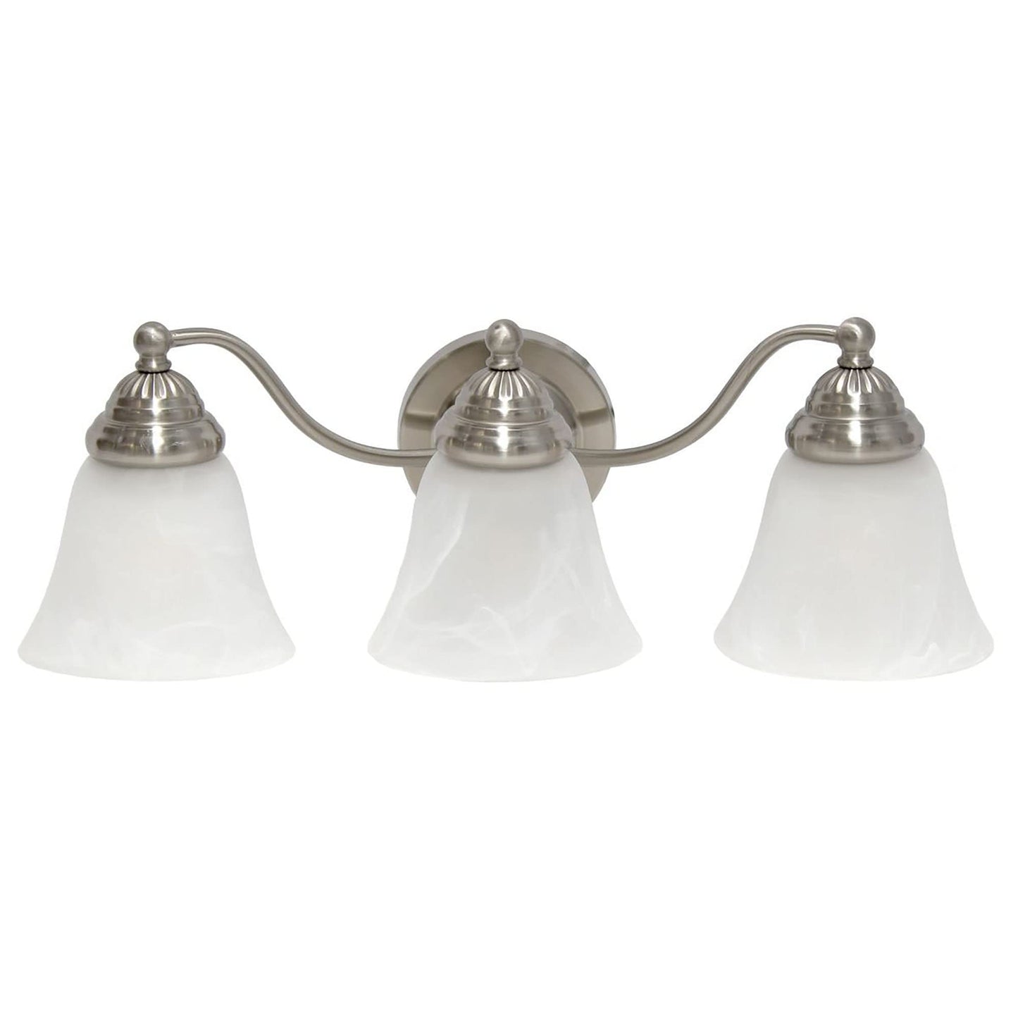 Simple Designs VT1023-BSN 19.25" Classic 3 Light Winding Metal and Frosted Marble White Bell Shape Glass Shades Decorative Wall Mounted Vanity Fixture