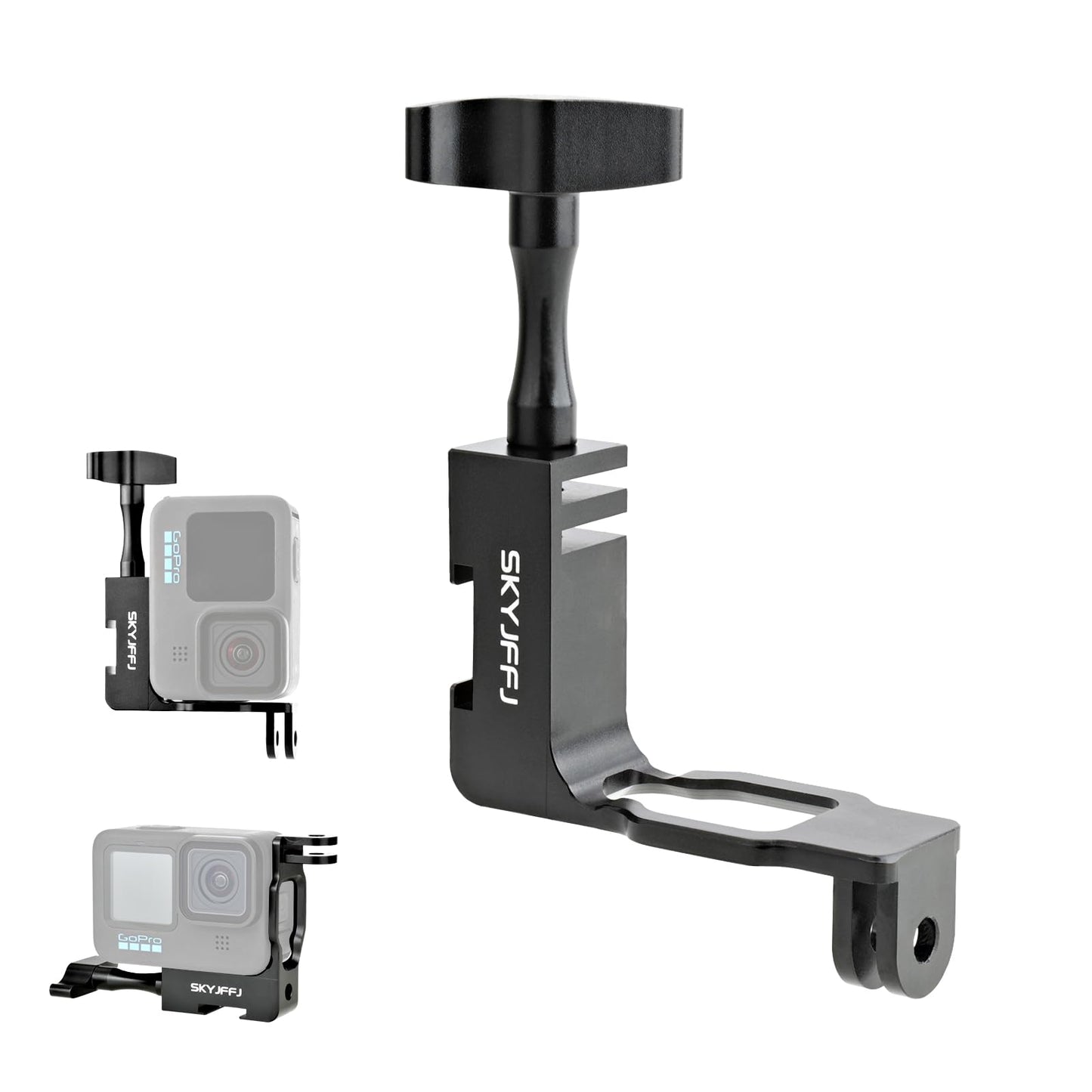 SKYJFFJ 90 Degree Aluminum Vertical Bracket Adapter for GoPro Hero 13 12 11 10 9 Action Camera Black (Vertically)