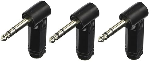 Audio2000'S ACC3120X3 Three-Pack 1/4-Inch TRS (Stereo) Female to 1/4-Inch TRS (Stereo) Male Right-Angle Audio Converters Adapters (Total 3 Adapters)