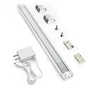 MYPLUS Under Cabinet Lights, 12" Touch Activated and Dimmable Aluminum LED Bar for Kitchen, Workbench and Desk, Cold White 6000K, Plug-in, Sliver