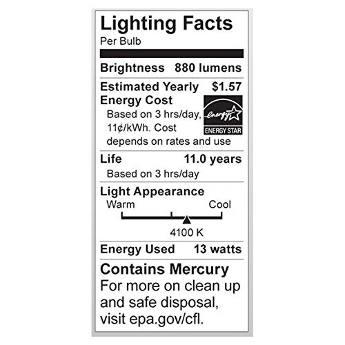 Lamp,Cfl,13w Bright Wht 4pk