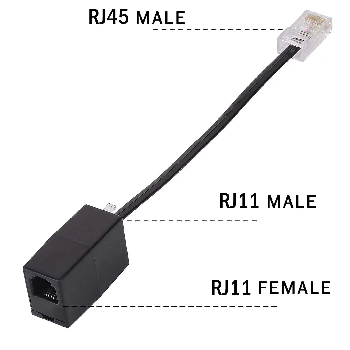 HAWAKA RJ11 Phone Jack to RJ45 Ethernet Converter Adapter Cable,RJ45 8P4C Male to RJ11 6P4C Female Telephone Adapter Wire Cord for Landline Telephone