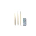 Celestial Lights Rechargeable LED Taper Candles 3 Pack with Remote Control, USB Charging Cables Included, Flameless Wax