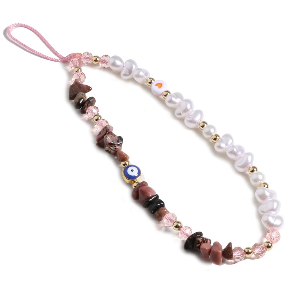 SKIRIFLA Evil Eye Phone Charm Strap, Evil Eye Phone Lanyard Crystal Strap, Cute Beaded Charm Aesthetic,Beaded Chain Preppy Charms Kawaii Keychain -21